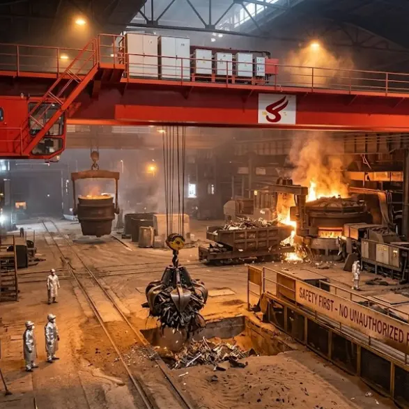 heavy duty double girder grab crane